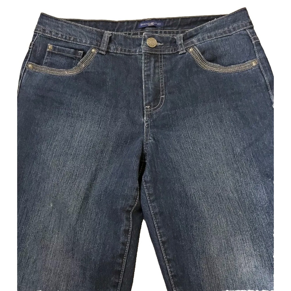 Bandolino‎ jeans sz 10 Blue Embroidered Pockets Mid Rise Straight Leg 34W32L